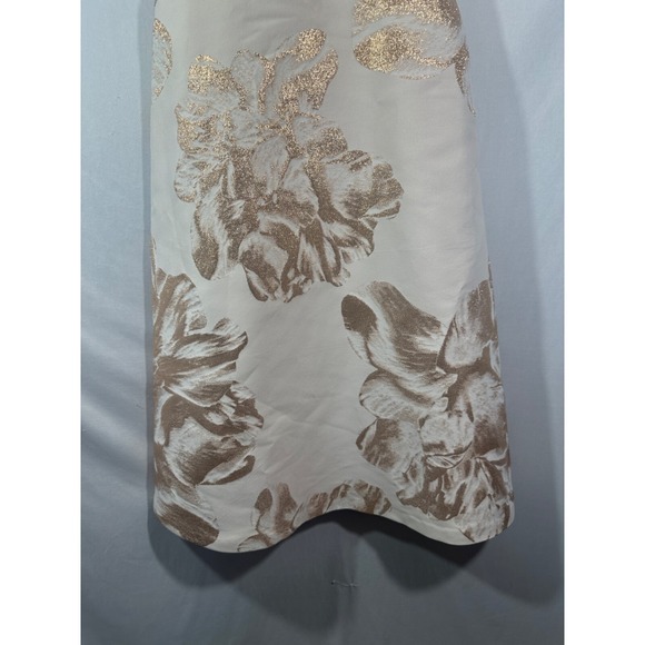 NWT $300 Kay Unger‎ [ 6 ] FLoral Jacquard Tea Length Dress in Champagne #J1761 - Picture 10 of 14